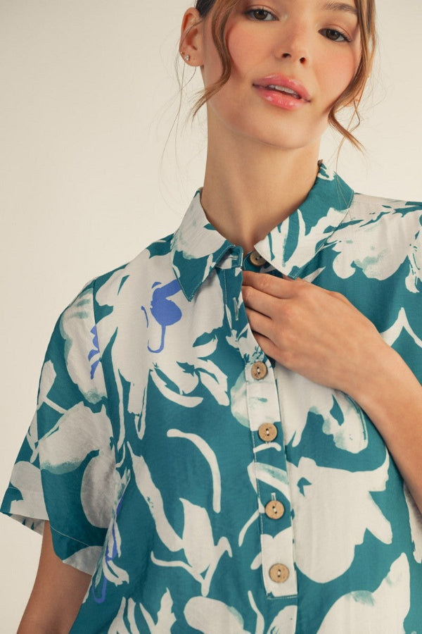 Tropical Floral Shirt Dress - Shop Ravel