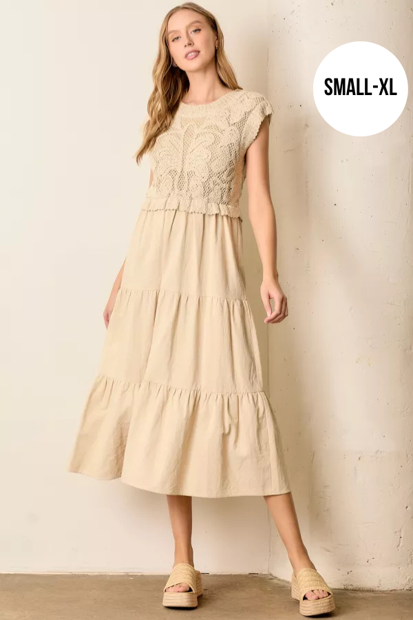 Neutral Moment Midi Dress