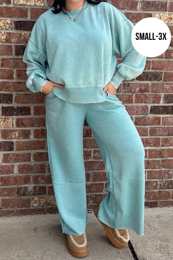 Keep It Comfy Pants-Full Length- Dusty Teal