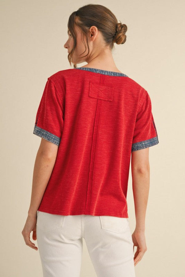 Ribbed Henley Top