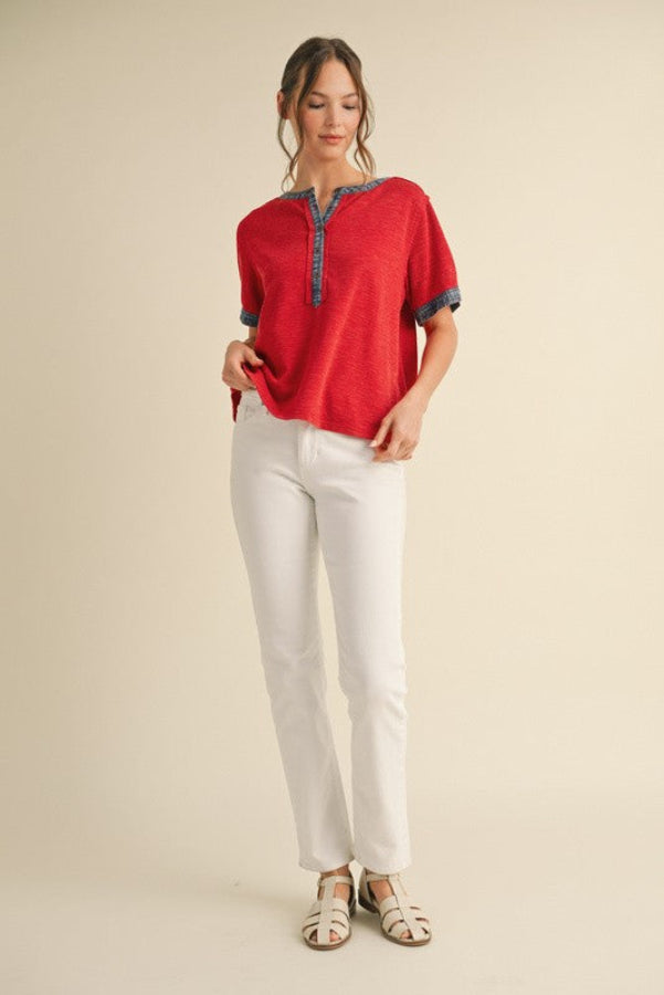 Ribbed Henley Top