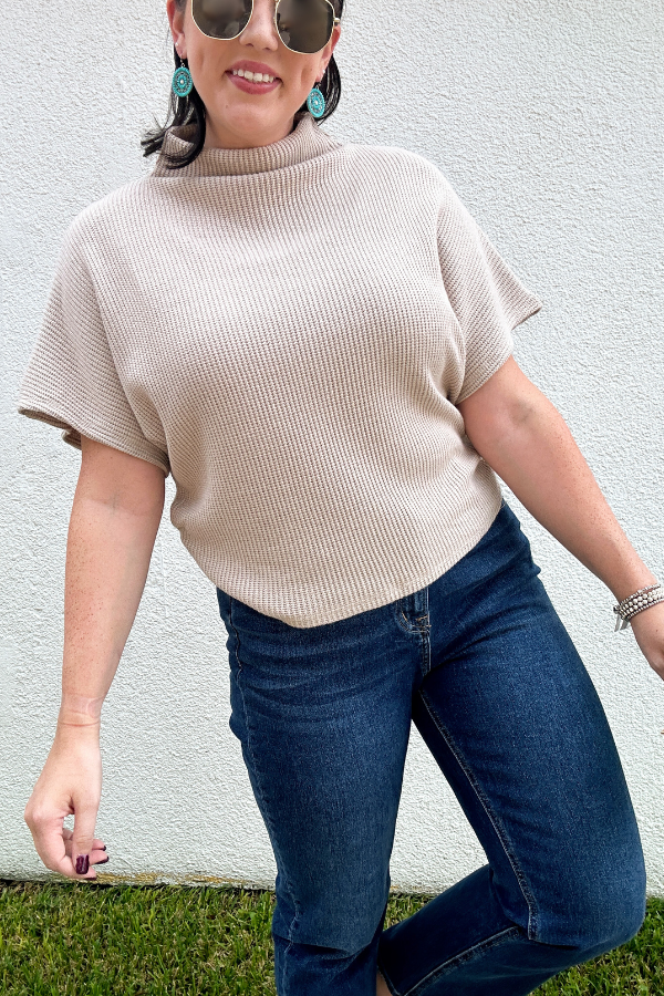 Mock Up Sweater- Light Mocha
