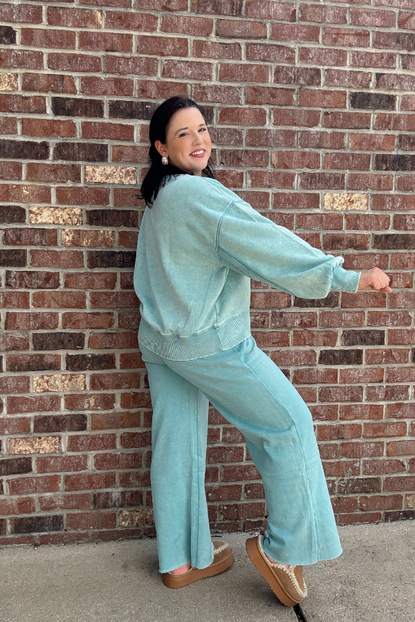Keep It Comfy Pants-Full Length- Dusty Teal