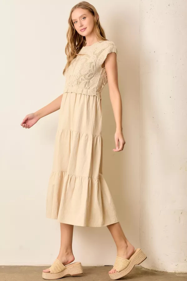 Neutral Moment Midi Dress