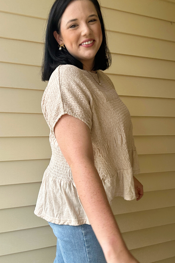 Short Sleeve Smocked Top