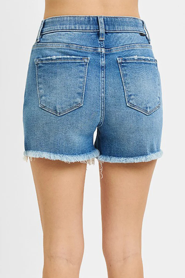 Risen Women's High Rise Distressed Shorts
