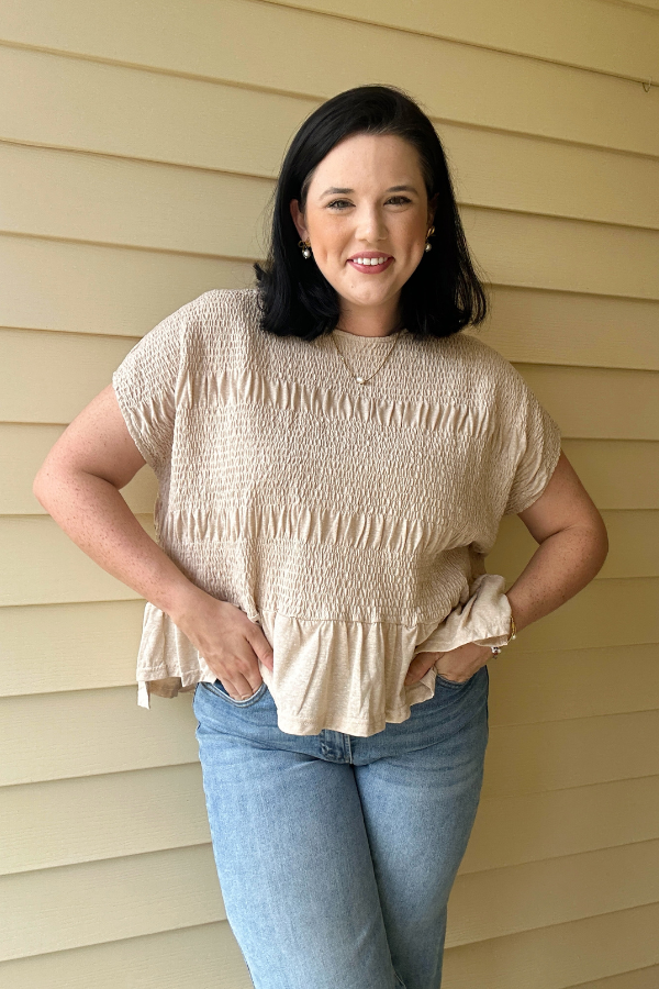Short Sleeve Smocked Top