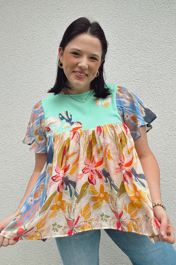 Floral Print Flowy Boho Top