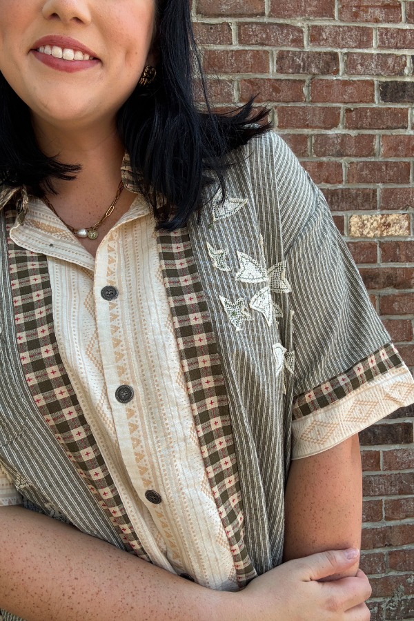 Printed Contrast Top