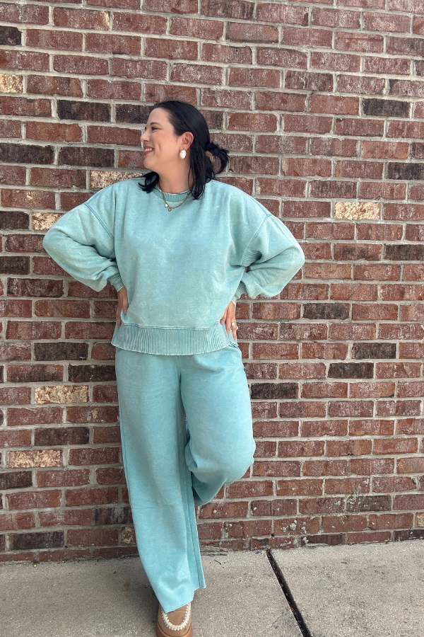Keep It Comfy Pants-Full Length- Dusty Teal