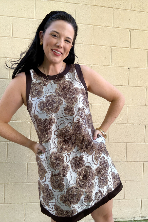 Golden Hour Floral Jacquard Mini Dress
