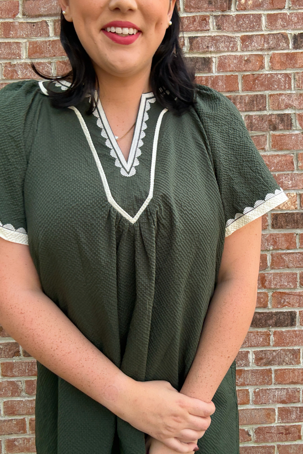 Green Textured Mini Dress