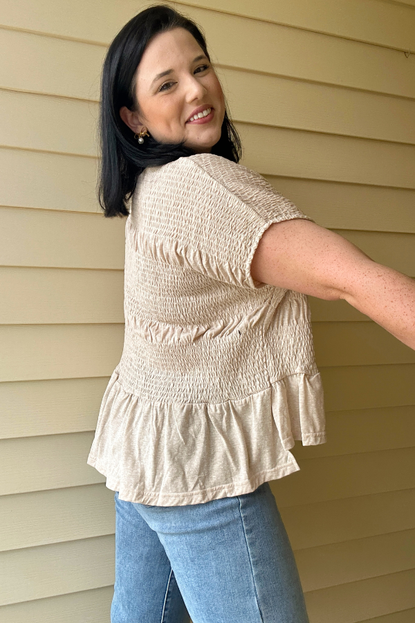 Short Sleeve Smocked Top