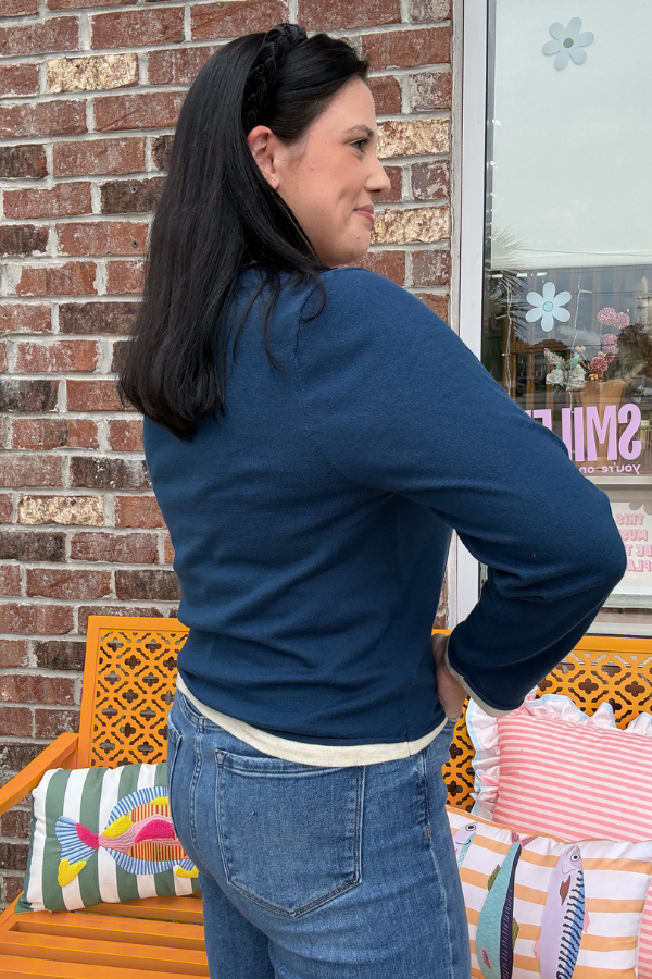 Contrasting Sweater - Blue