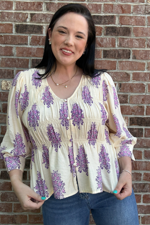 Puff Sleeve Smocked Blouse - Shop Ravel