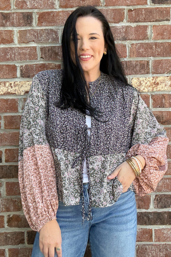 Wildflower Whimsy Tie Front Top