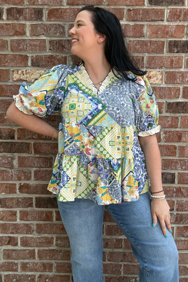 Patchwork Print Top - Shop Ravel