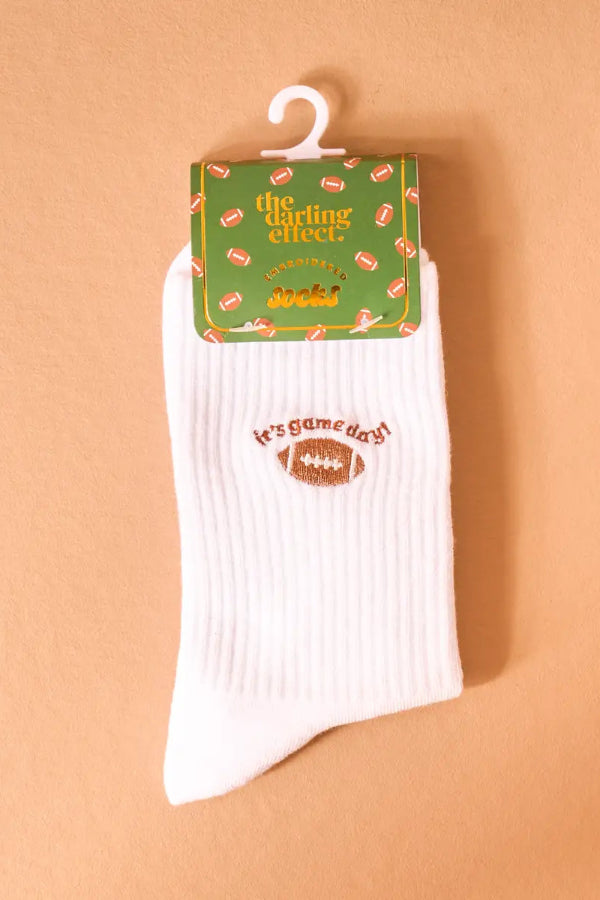 Embroidered Crew Socks–It's Game Day