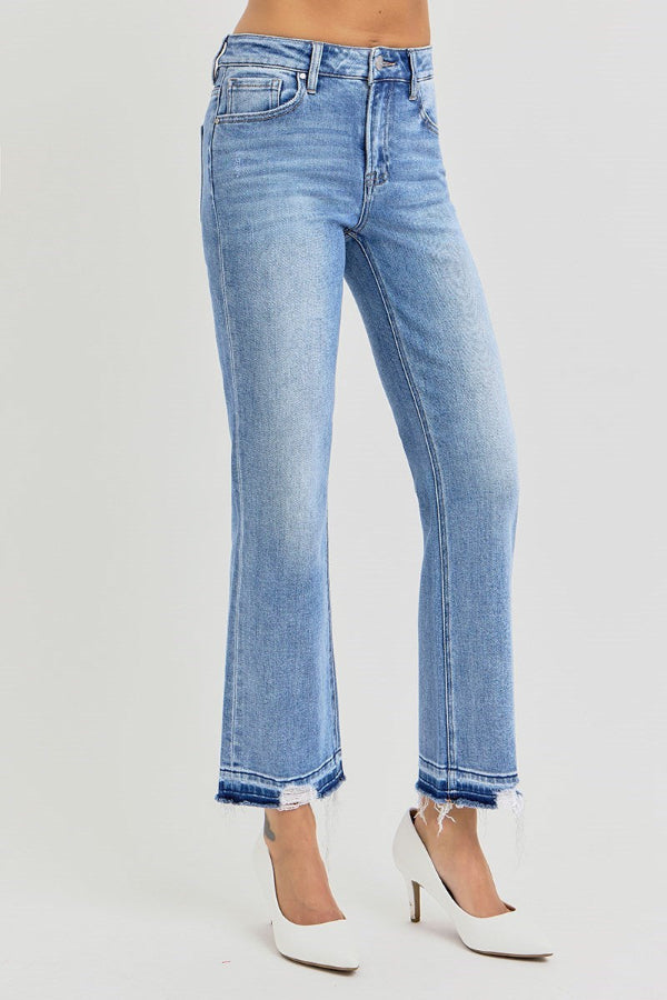 Risen Shadow Hem Straight Leg Jeans