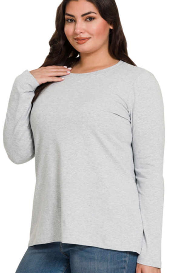 Cotton Crewneck Long Sleeve Tee