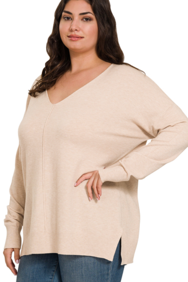 Front Seam Sweater- Beige