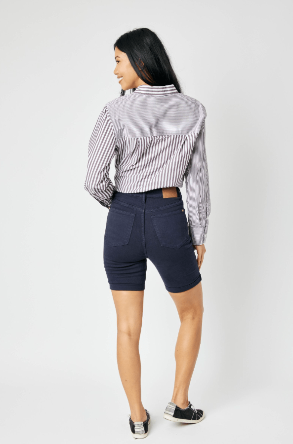 Judy Blue Bottoms Judy Blue High Waist Navy Bermuda Shorts