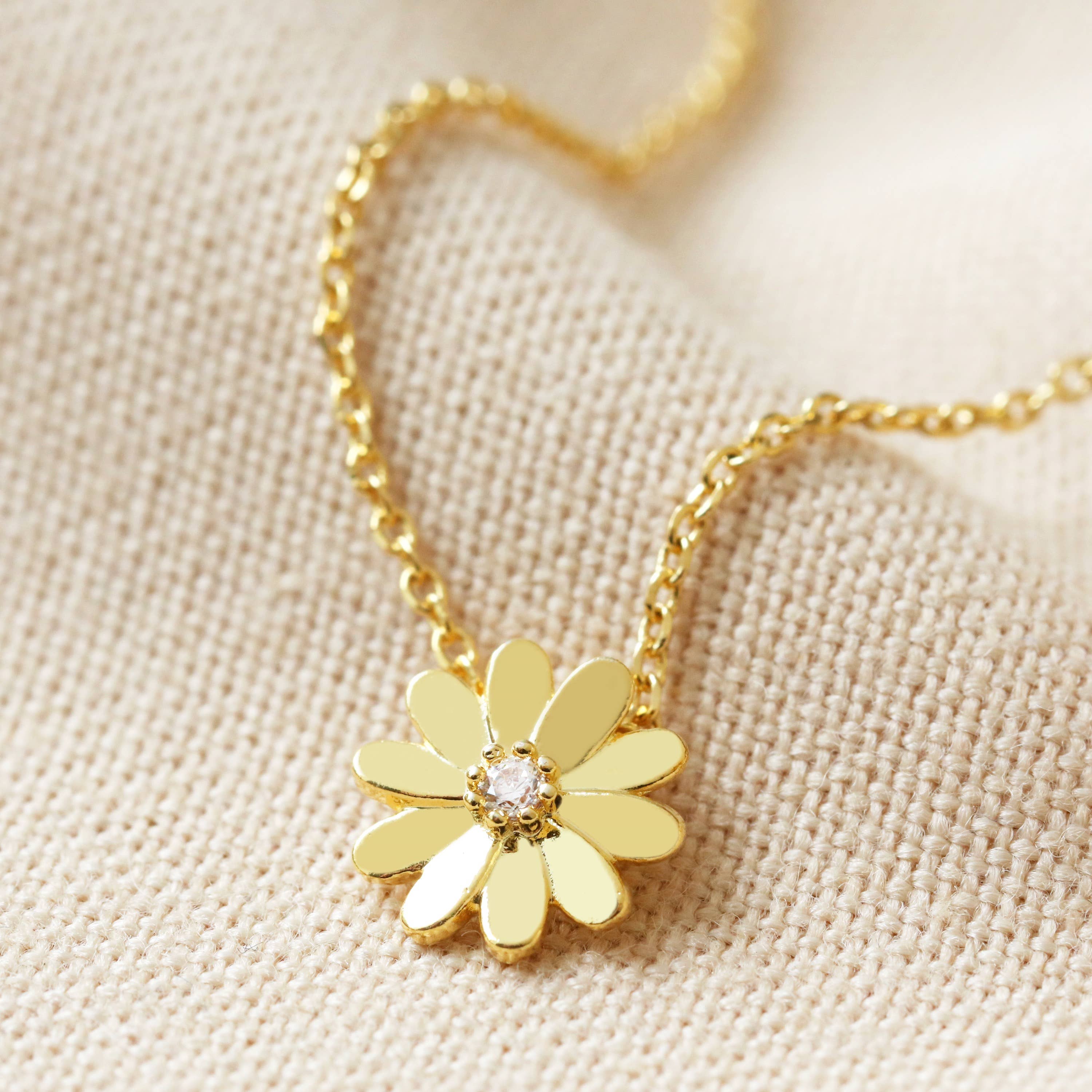 Daisy Charm Necklace in Gold Lisa Angel Jewellery Collection Cute Floral Dainty