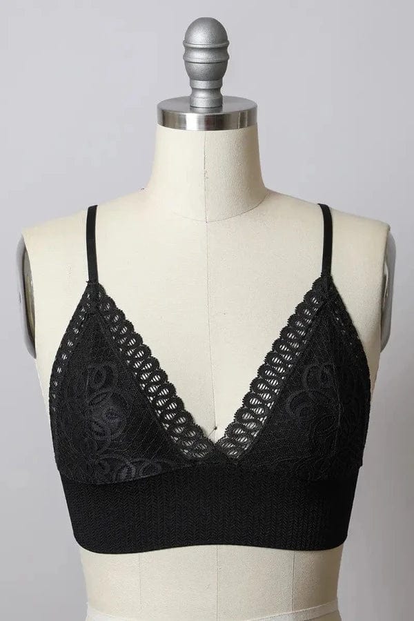 Leto Accessories Tops Black / Small Lace Longline Bralette