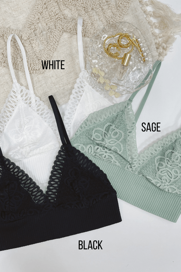 Leto Accessories Tops Lace Longline Bralette