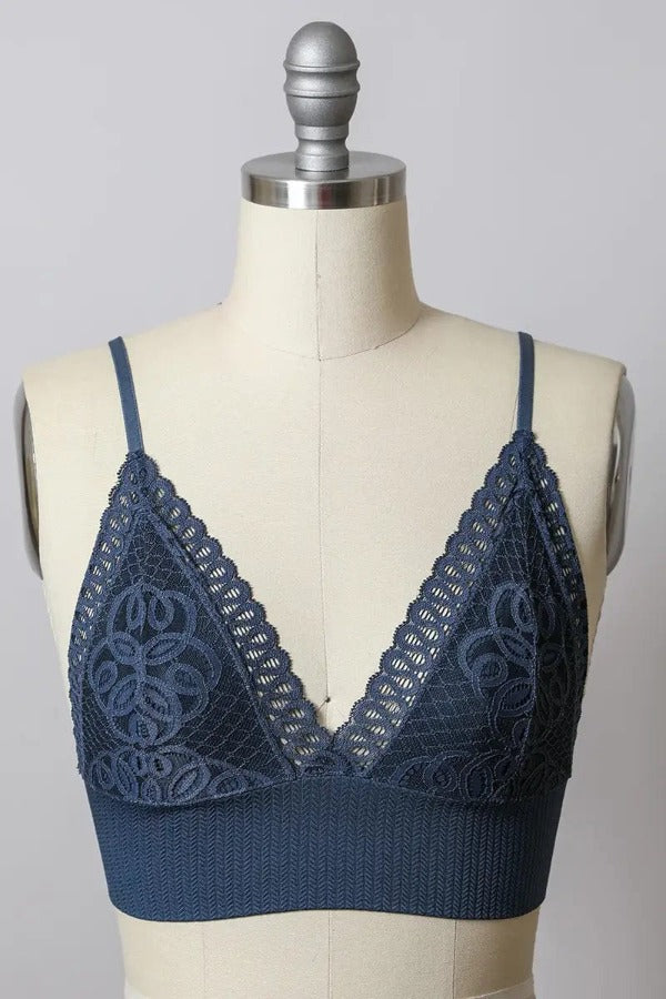 Leto Accessories Tops Lace Longline Bralette