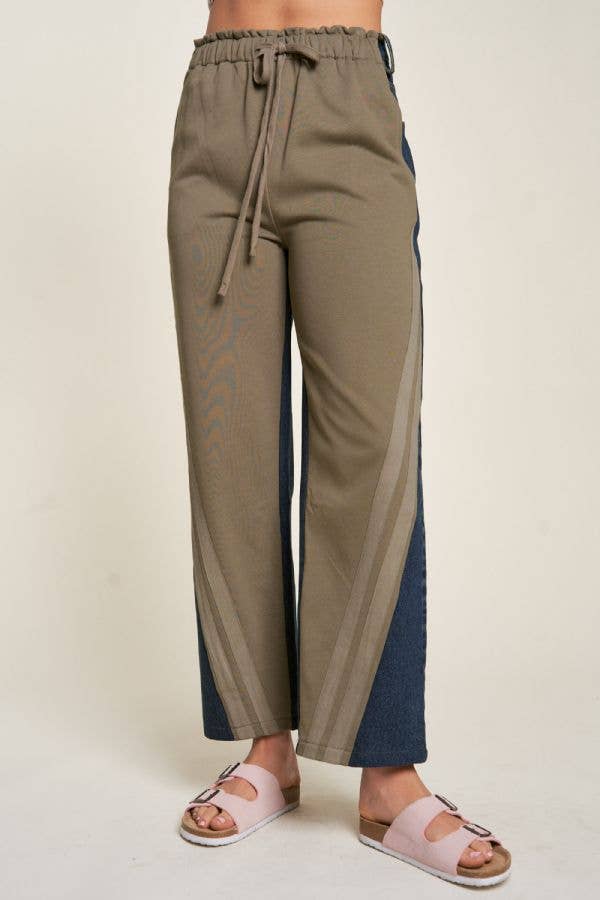 Two-Tone Denim Jogger Pants