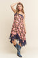 Floral Print Lace Trim Midi Dress