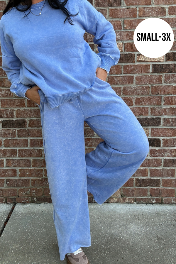Keep It Comfy Pants-Full Length- Cornflower Blue