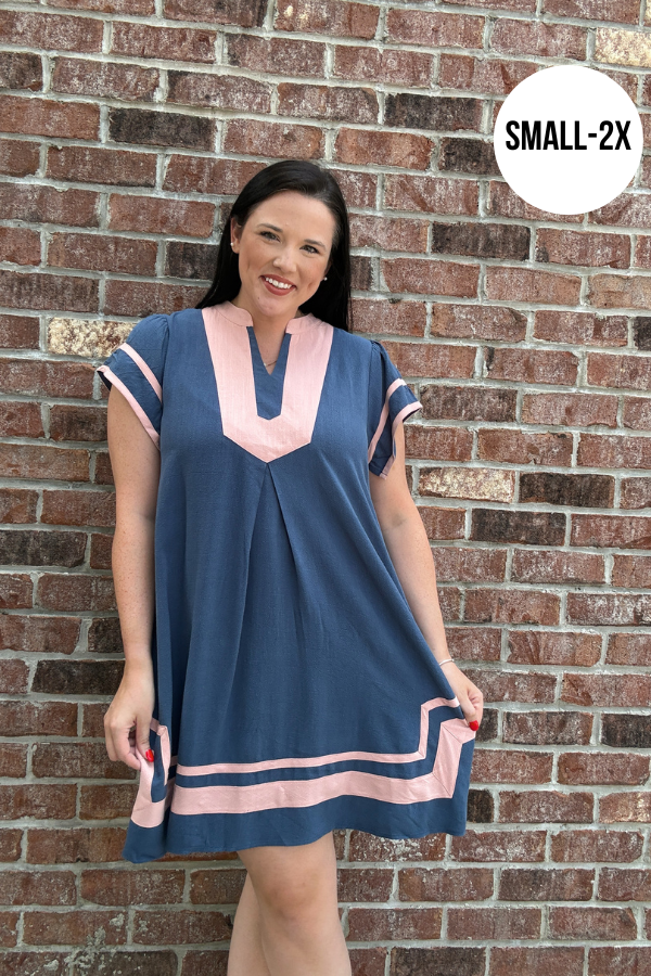 Linen Contrast Dress - Shop Ravel