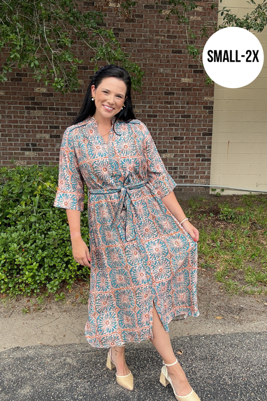 Abstract Print Midi Dress - Shop Ravel