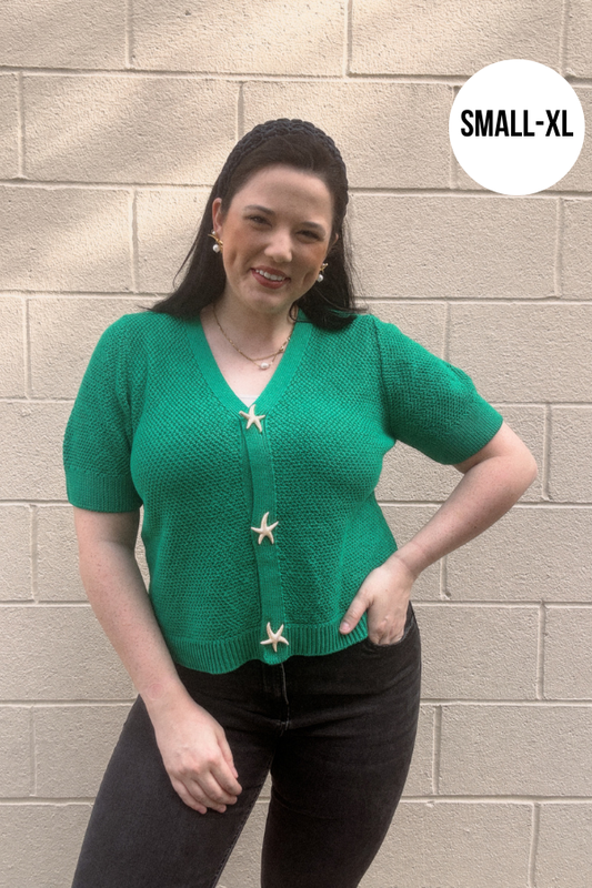 Star Fish Cardigan - Green - Shop Ravel