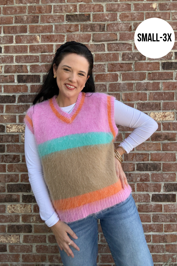 Color Me Happy Fuzzy Sweater Vest