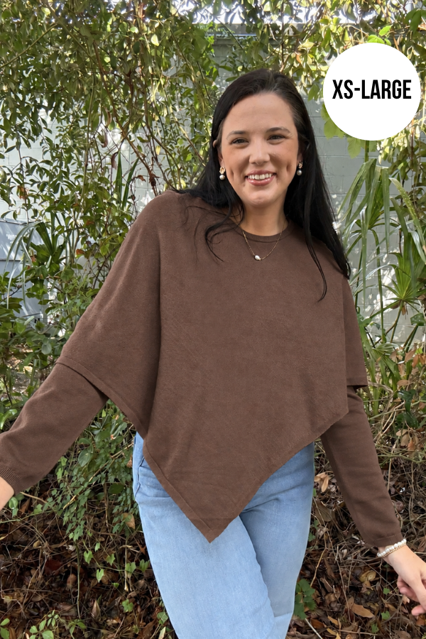 Cape Overlay Knit Sweater
