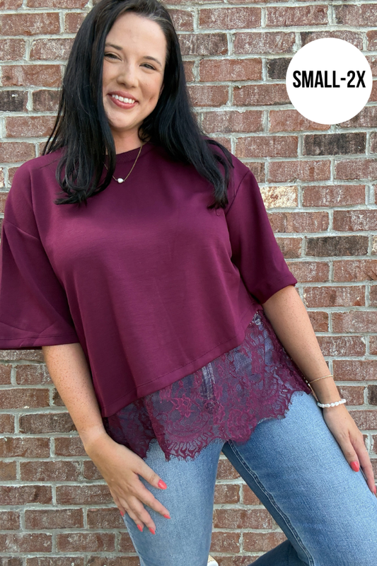 Tell Me About It Top - Burgundy