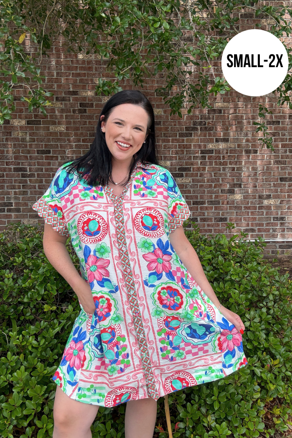 Mediterranean Print Dress - Shop Ravel