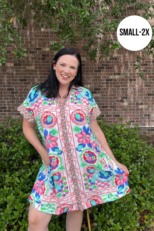 Mediterranean Print Dress - Shop Ravel