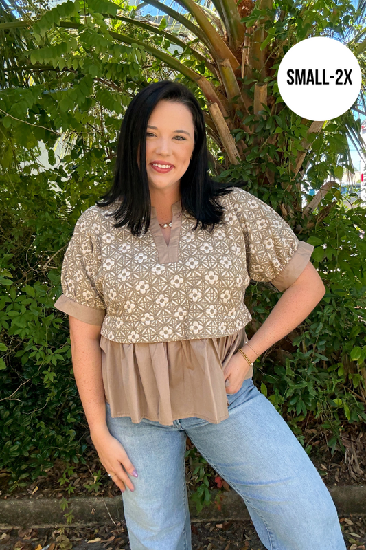 Contrast Ruffle Top