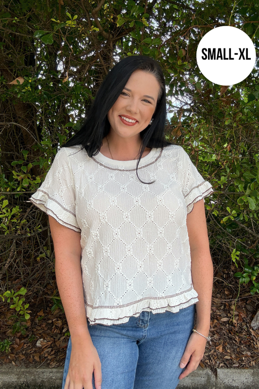 Eyelet Contrast Top
