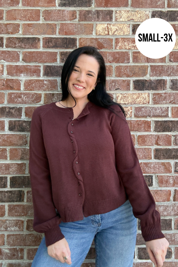 Scallop Edge Button Up Cardigan