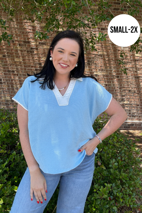 Textured Knit V- Neck Top - Shop Ravel