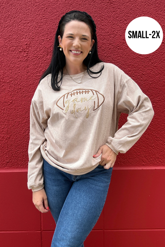 Game Day Embroidered Corduroy Sweatshirt