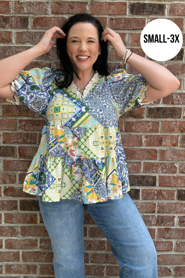Patchwork Print Top - Shop Ravel