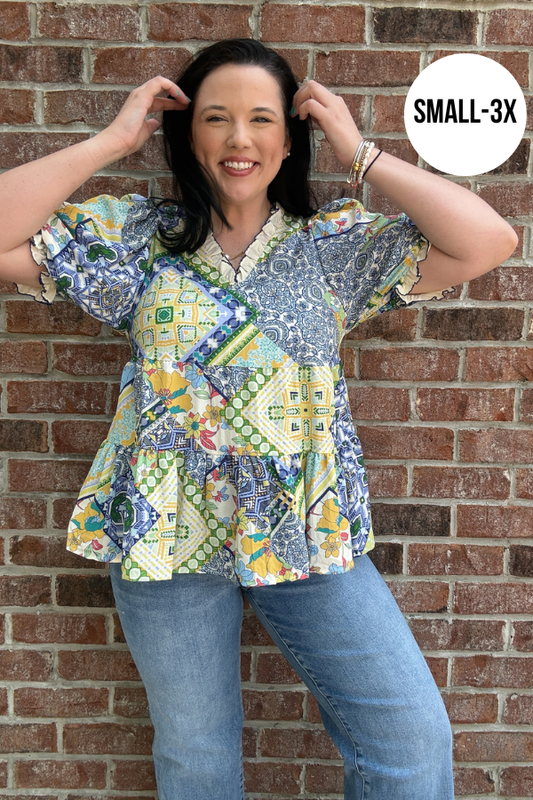 Patchwork Print Top - Shop Ravel