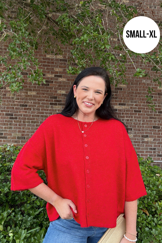 Half Sleeve Cardigan - Red