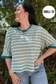 Short Sleeve Textured Stripe Knit Top - Teal